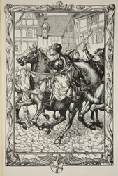 Se abalanzó sobre la multitud asombrada, ilustración de 